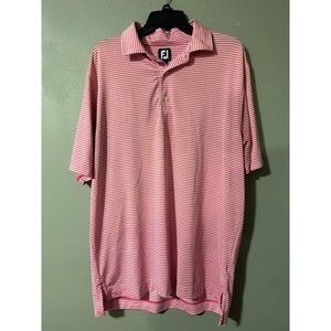 FootJoy FJ Stretch Golf Polo‎ Shirt Men's Large Pink Striped